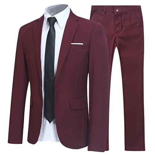 YFFUSHI Men's Slim Fit One-Button Casual Wedding Suit Set