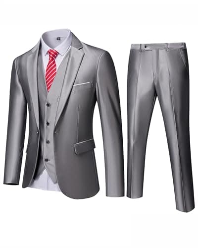 YND Men's Slim Fit 3 Piece Suit with Tie