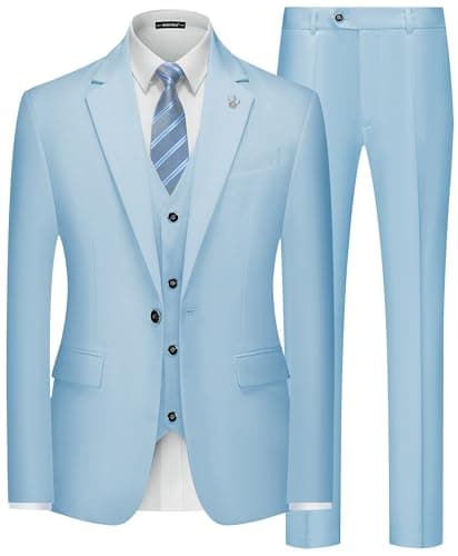 MAGE Men Slim Fit 3PC Tuxedo Suit Blazer Vest Pants Set