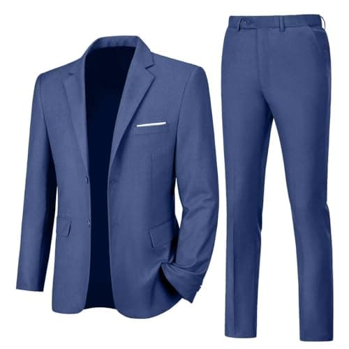 Lynerun Men's Slim Fit 2-Piece Prom Tuxedo Suit Jacket and Pants Set