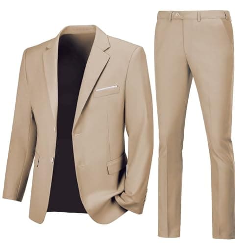 Lynerun Men's Slim Fit 2-Piece Prom Tuxedo Suit Jacket and Pants Set
