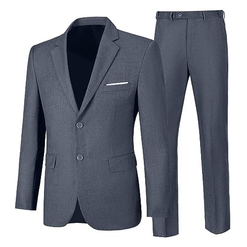 Elionm Men's Slim Fit 2-Piece Business Wedding Tuxedo Suit Jacket and Pants