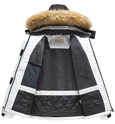 Pursky Women's Waterproof Winter Ski Jacket with Fur Hood