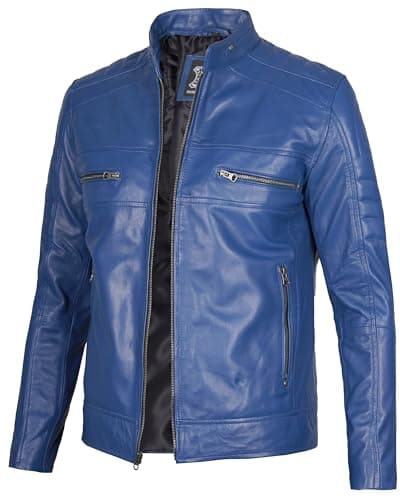 Decrum Men's Cafe Racer Leather Jacket - Real Lambskin Fashion
