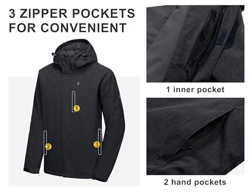 Little Donkey Andy Men's Waterproof Ski Snowboarding Windproof Jacket Warm with Detachable Hood