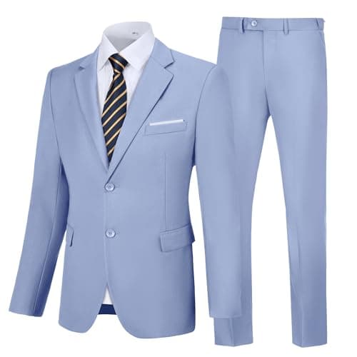 Amyox Men's Slim Fit Two Piece Wedding Prom Suit Jacket & Pants Set