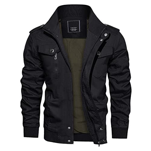 CRYSULLY Men's Casual Windbreaker Jacket with Cargo Pockets