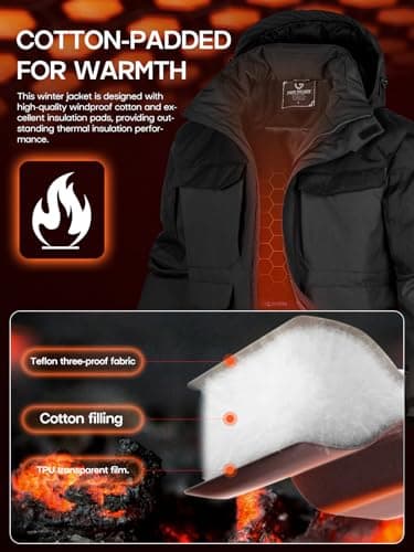 FREE SOLDIER Men's Waterproof Winter Ski Jacket with Detachable Hood and Multiple Pockets