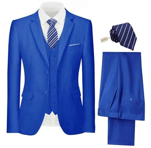 Pyiuhs Slim Fit 3 Piece Wedding Groomsmen Suit Set