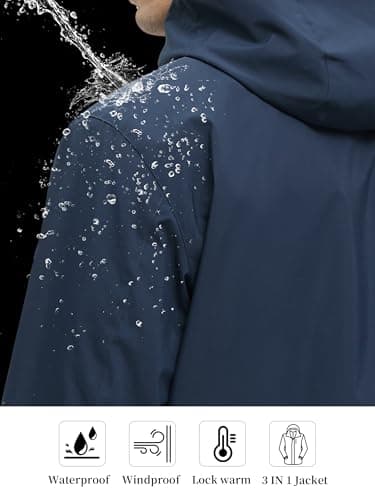 Men's Waterproof 3-in-1 Winter Ski Coat Puffer Liner Snow Windbreaker