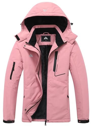 MOERDENG Women's Warm Waterproof Ski Coat with Hood