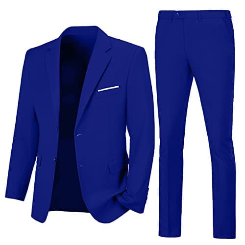 Lynerun Men's Slim Fit 2-Piece Prom Tuxedo Suit Jacket and Pants Set