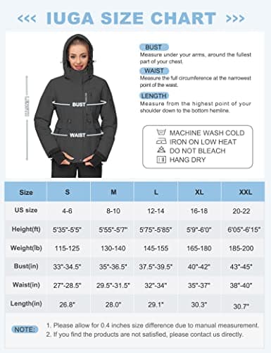 IUGA Women's Waterproof Winter Ski Jackets with Hood and Pockets