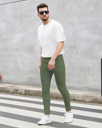 WULFUL Men's Slim Fit Skinny Stretch Jeans with Expandable Waist
