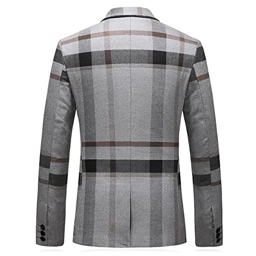 Kudoro Mens Plaid Slim Fit Tuxedo Suit Casual Blazer Pants for Weddings Business