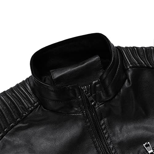 Maiyifu-GJ Men's Black Slim Fit Casual Motorcycle Jacket