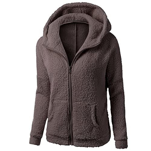 YMADREIG Women's 2023 Winter Fuzzy Fleece Zip-Up Hoodie Coats Plus Size Warm