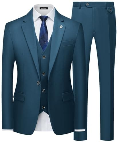 MAGE Men Slim Fit 3PC Tuxedo Suit Blazer Vest Pants Set