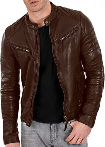 Classic Men's New Zealand Lambskin Leather Open Bottom Jacket