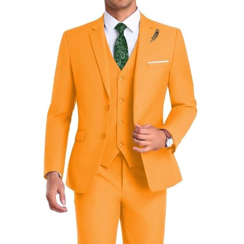Mrbuerly Men's Slim Fit 3-Piece Suit for Groomsmen with Tie and Pants XS/36-30