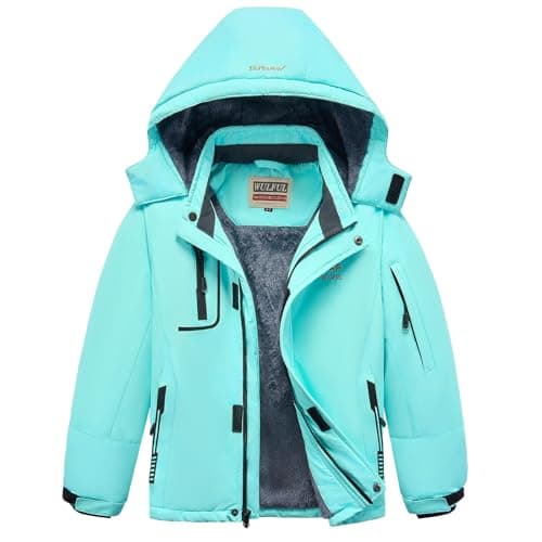 WULFUL Boys' Waterproof Fleece Hooded Ski Jacket