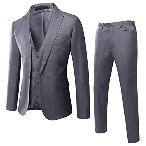 WULFUL Men’s Slim Fit 3-Piece Suit: Blazer, Vest & Pants for Business and Weddings