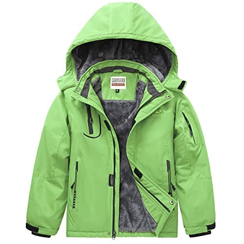WULFUL Boys' Waterproof Fleece Hooded Ski Jacket