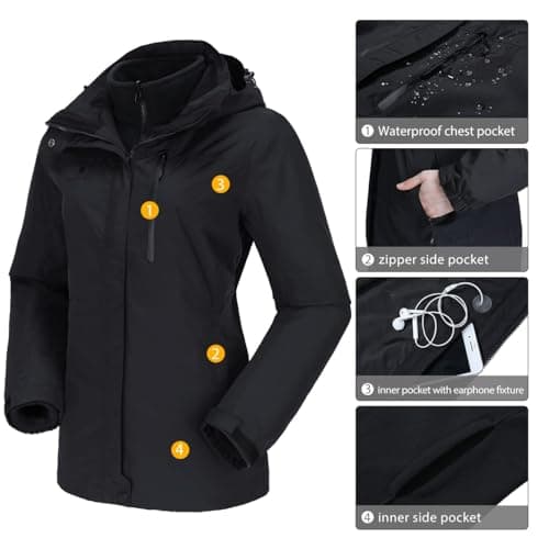 CAMEL CROWN Women's Waterproof 3-in-1 Winter Ski Jacket