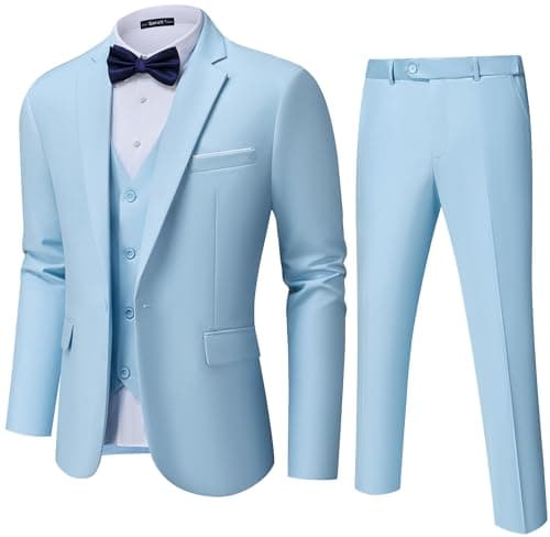 Saruit Men's Slim Fit 3-Piece Tuxedo Set for Prom and Weddings
