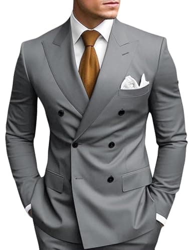 Double Breasted Suit Men Slim Fit 2 Piece Wedding Prom Set