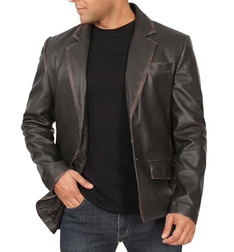 Black & Brown Real Lambskin Leather Blazer for Men