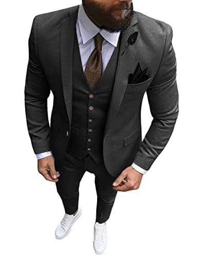 Wangyue Men's Slim Fit 3 Piece Suit Set