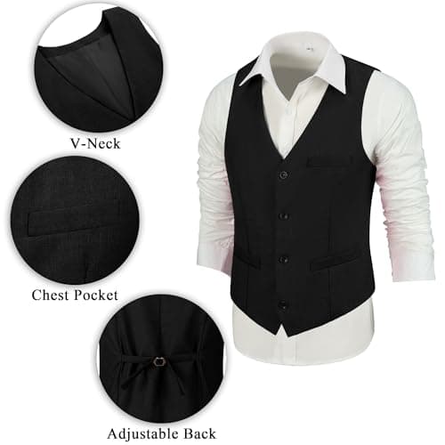 Hipfun Men's 3-Piece Slim Fit Suit for Wedding & Business