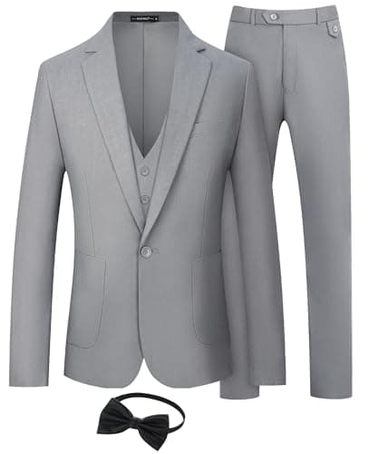 MAGE Men's Slim Fit Tuxedo Suit 3-Piece Set for Weddings and Proms