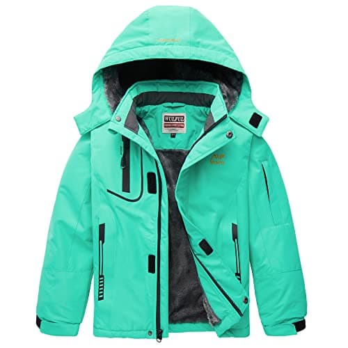 WULFUL Boys' Waterproof Fleece Hooded Ski Jacket