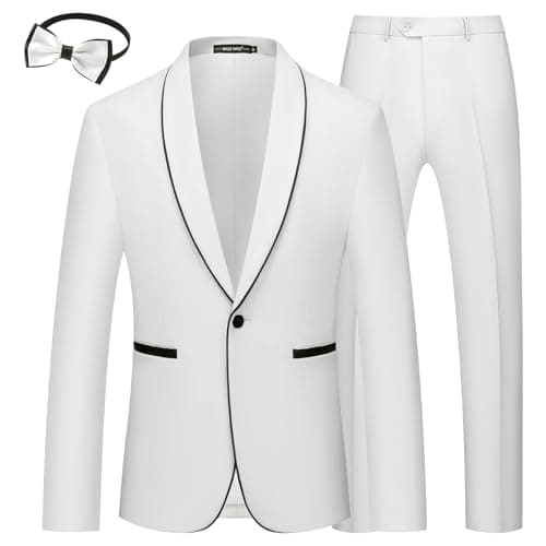 MAGE Mens Clashing Color Tuxedo Suit with Shawl Lapel Jacket and Pants