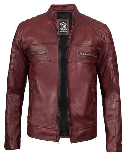 Decrum Men's Cafe Racer Leather Jacket - Real Lambskin Fashion