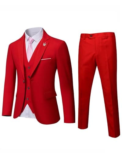 Slim Fit 3-Piece Suit Set for Men: Blazer, Vest, Pants & Tie
