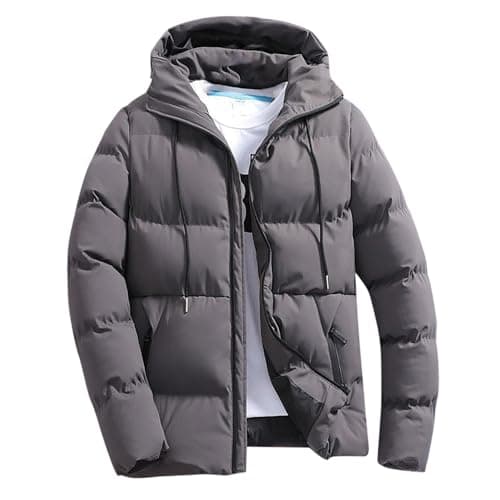 Men's Big and Tall Cotton Hooded Puffer JacketOutdoor Winter Warm Casual