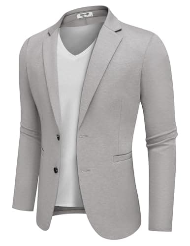 COOFANDY Men's Casual Two-Button Knit Blazer Lightweight Sport Coat Suit Jacket