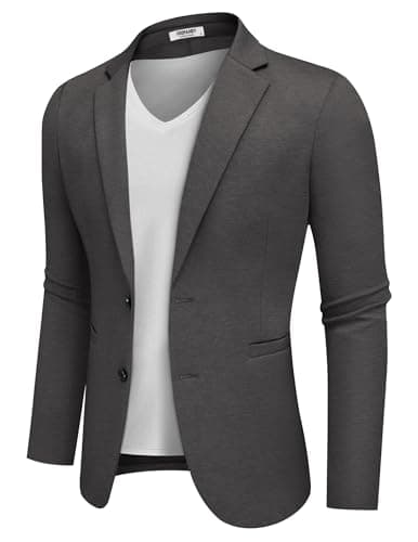 COOFANDY Men's Casual Two-Button Knit Blazer Lightweight Sport Coat Suit Jacket