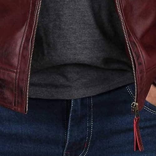 JEsilunmaMY Men's Distressed Punk Leather Jacket Vintage Motorcycle Bomber Coat
