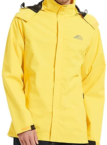 OTU Men's Lightweight Waterproof Hooded Rain Jacket for Hiking Travel