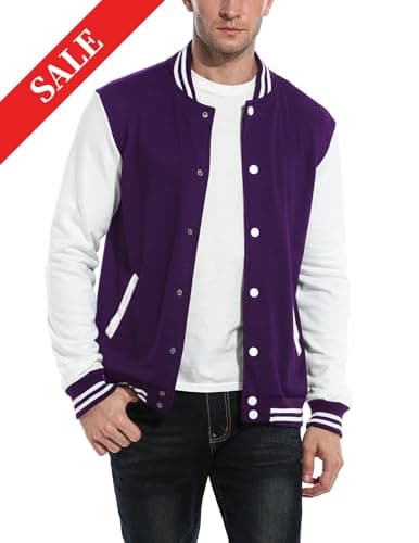 COOFANDY Men's Slim Fit Cotton Varsity Baseball Bomber Jacket