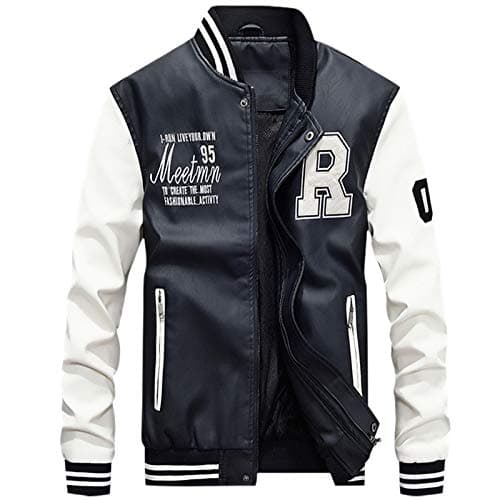 Chuida Men's Vintage Faux Leather Motorcycle Jacket Casual Slim Fit