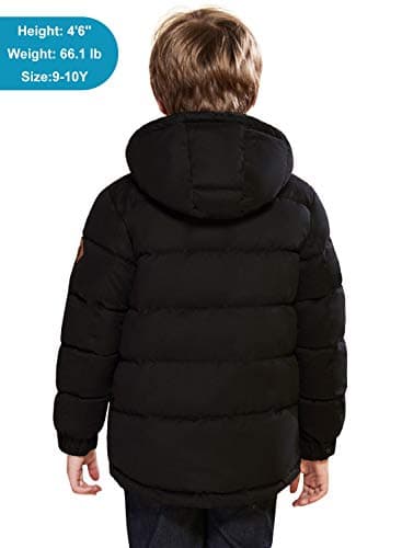 SOLOCOTE Boys Lightweight Thick Winter Jacket Warm & Soft Puffy Cotton Coat with Hood