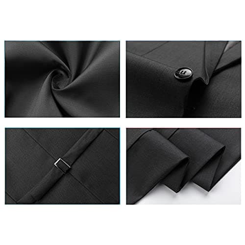 KUDORO Mens 3 Piece Tuxedo Suit Blazer Vest Pants Formal Set