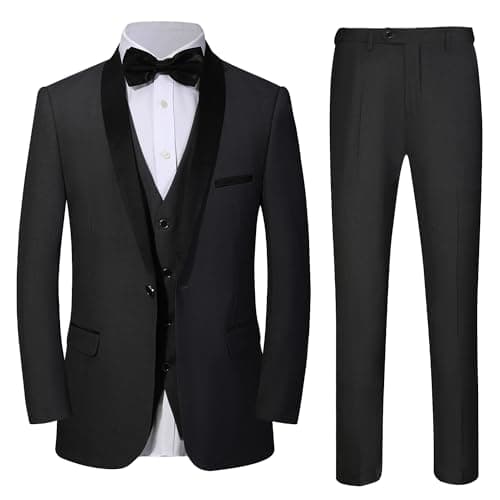 Beauty-Emily Men's 3-Piece Slim Fit Suit Set Jacket Vest Pants