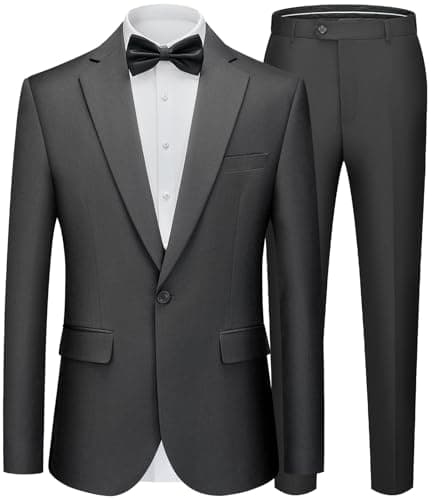 WEEN CHARM Men's Slim Fit 2-Piece One-Button Blazer & Tuxedo Pants Wedding Prom Suit Set