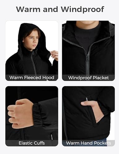Wantdo Boys' Winter Warm Waterproof Puffer Jacket with Hood